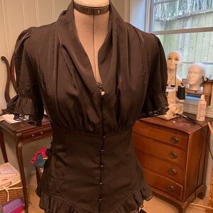 NWT Chic Black Women's Blouse with Ruffle Details
